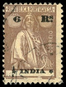 PORTUGUESE INDIA Sc 375Q USED  - 1921 6r - Ceres Perf 12 x 11½ Ordinary paper