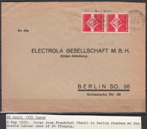 Germany - 2.5.1935 12pf Young Competitions as MeF on cover to Berlin (1910)