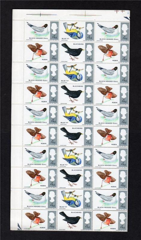 BIRDS (NON-PHOSPHOR) COMPLETE UNMOUNTED MINT SHEET OF 120 + GREEN COLOUR SHIFT