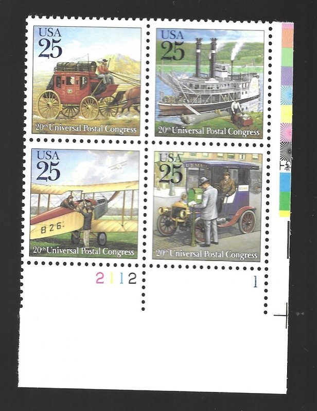 #2434-37 Universal Postal Congress 25 cent plate block MNH