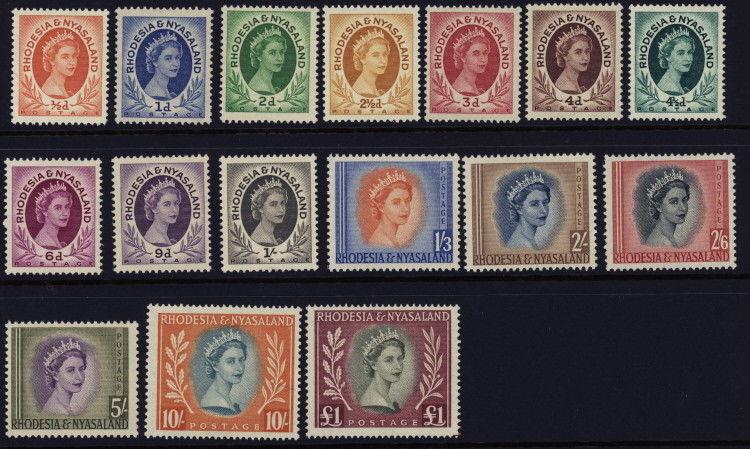 Rhodesia & Nyasaland 141 to 155 complete set - mlh Elizabeth II