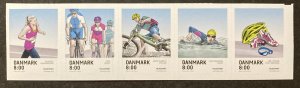 Denmark 2016 #1736-40 Strip, Sports, MNH, CV $12.50