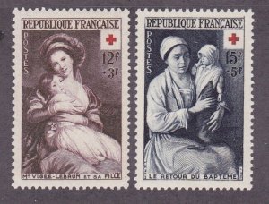 France B282-83 MNH OG 1953 Madame Vigée-Lebrun & Daughter Count Antoine Set