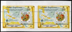 St Vincent 1988 Columbus $5 m/sheet horiz pair from uncut...