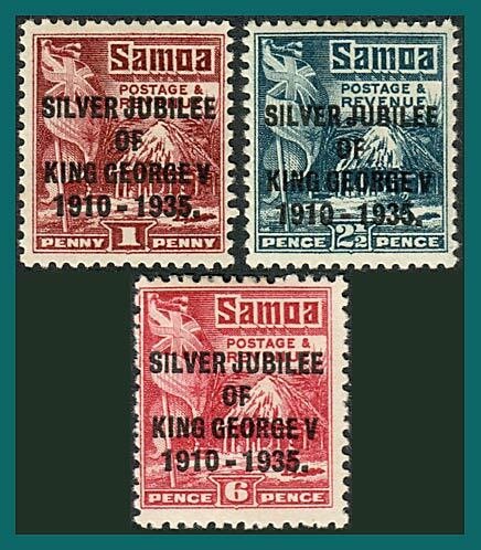 Samoa 1935 Silver Jubilee, mint  #163-165,SG177-SG179