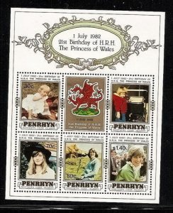 Penrhyn Island 1982 Diana 21st birthday souvenir sheet mnh sc 194a