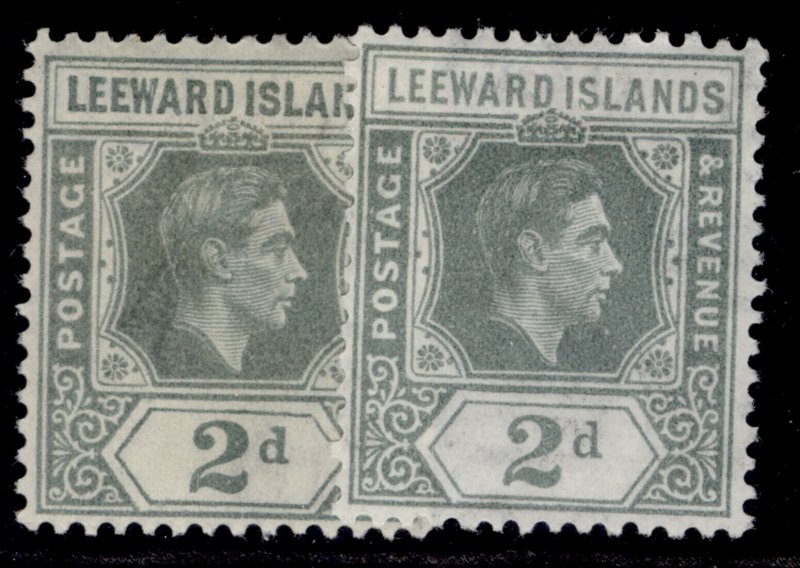 LEEWARD ISLANDS GVI SG103 + 103b, 2d SHADE VARIETIES, M MINT. Cat £10.