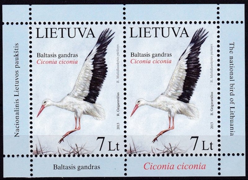 2013 Lithuania 1130KL Birds 11,00 €