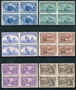 USAstamps US 1893Columbian Expo Blocks Scott 230, 232, 233, 234, 235, 237 OG MHR