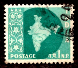 India 1np Map of India 1960 SG.399, Sc.302 Used (#04)