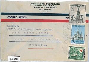 Red Cross - COLOMBIA - POSTAL HISTORY  -  AIRMAIL COVER to YUGOSLAVIA 1954