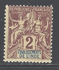 French India Sc # 2 mint hinged (RRS)