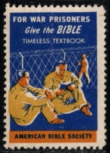 1945 US Poster Stamp American Bible Society. For War Prisoners Bible Timeless
