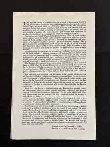 1962 Apprenticeship Program 4 cent Stamp First Day Ceremony Program Sc# 1201