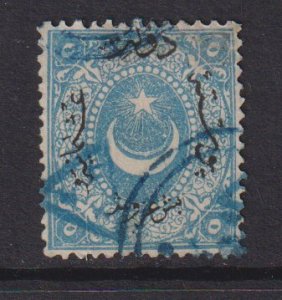 Turkey  #24  used  1869   surcharge  5pi  blue