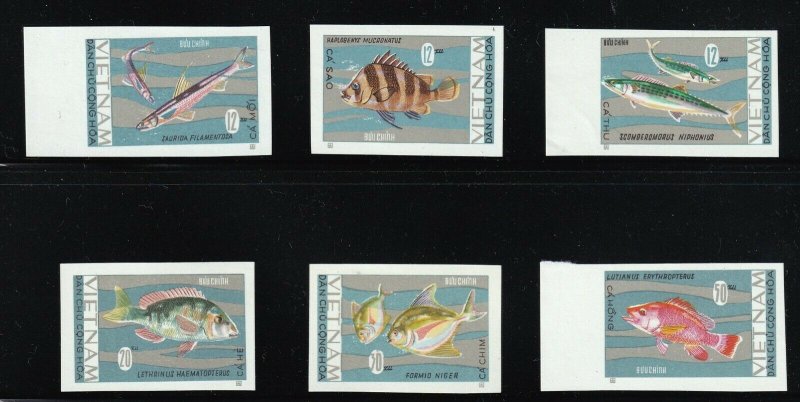 North Viet Nam - 1967 -  Sc 463 - 468 - Fish - Imperforation - MNH