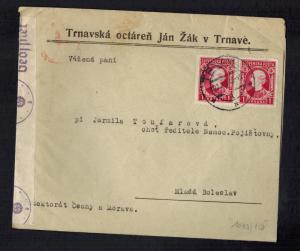 1940 Slovakia Censored cover to Mlada Boleslav