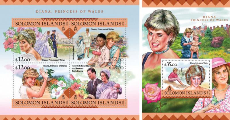 Solomon Islands Princess Diana Lady D Royalty Great Britain MNH stamp set