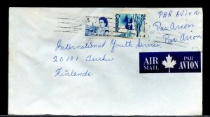 Double weight airmail 25c + 5c to FINLAND ROLLER cancel cover Canada