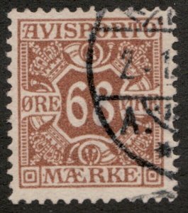 1907 Denmark Sc# P7, 68 ore, Post Horn & Crown. Newspaper stamp Cv$40