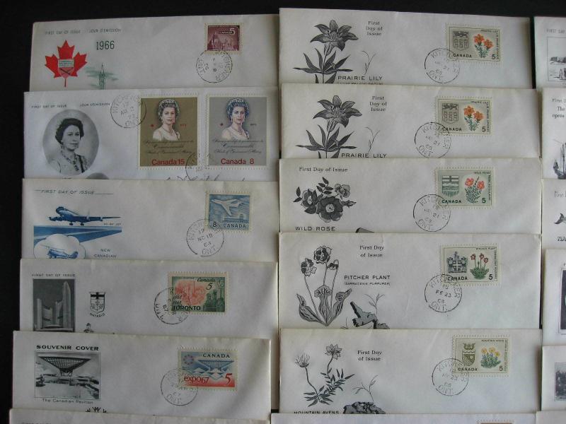 Canada 33 Rosecraft cachet FDC First Day Covers mostly 1960s era different