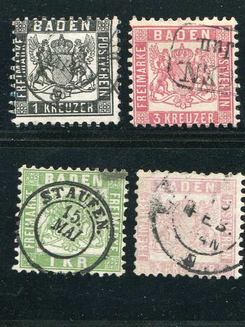 Baden #19, 20, 26, 27  Used F-VF