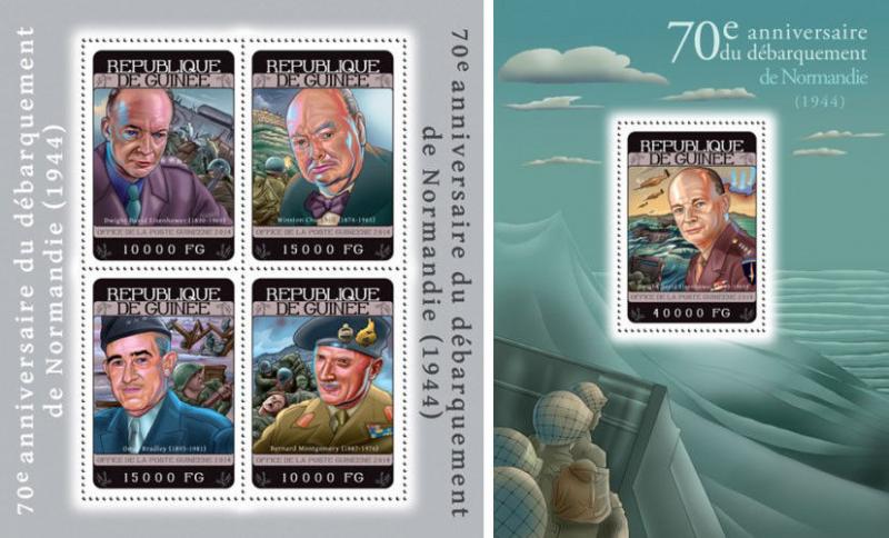 World War II Normandy Eisenhower Churchill Politics Guinea MNH stamp set 