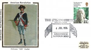 CACHET COVER CELEBRATING THE AMERICAN REVOLUTION ON COLORANO SILK COVER UK STAMP