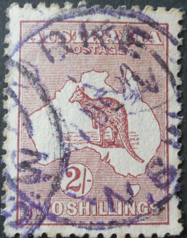 Australia 1923 Two Shillings Kangaroo with BOURKE in violet postmark