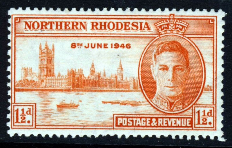 NORTHERN RHODESIA King George VI 1946 Victory VARIETY P.13.5 SG 46a MINT