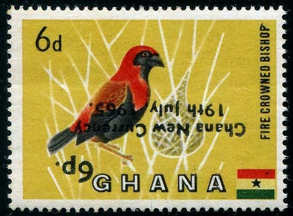 HERRICKSTAMP GHANA Sc.# 220 Bird Inverted Overprint NH