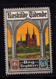 Danish Advertising Stamp - Roskilde Tidende Book Printing - Church