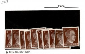 Germany, Postage Stamp, #507 Lot Mint, 1941 World War 2, Hitler (AB)