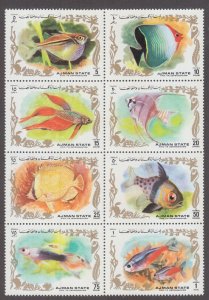 AJMAN MICHEL Cat # M1312-9A  MNH FULL SHEET of 8 DIFF FISH