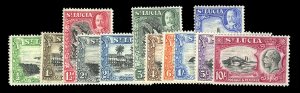 St. Lucia #95-106 Cat$105.7, 1936 George V, complete set, lightly hinged