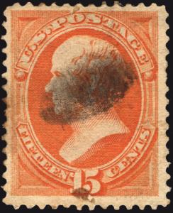 U.S. #163 15c Yellow Orange VF Used CV $140