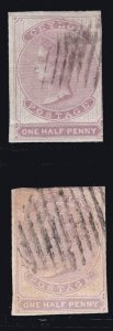 MOMEN: CEYLON SG #16-17 IMPERF GLAZED PAPER USED £900 LOT #67222*