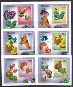 Guinea 2010 Minerals 6 S/Sheets Deluxe Edition MNH