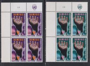 United Nations - Geneva # 53-54, Inscription Blocks of Four, NH, 1/3 Cat.