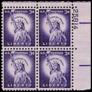 US #1035c LIBERTY MNH UR PLATE BLOCK #25814