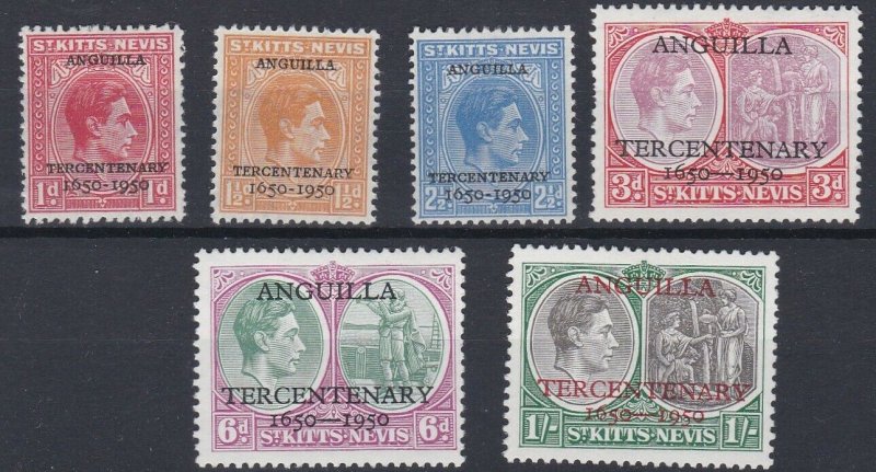 ST KITTS NEVIS    1950  TERCENTENARY   SET  MH