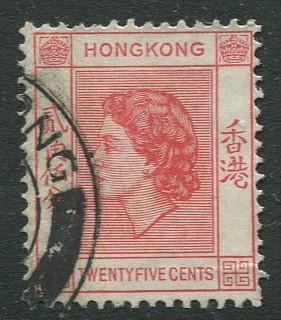 Hong Kong - Scott 189 - QEII - Definitive - 1954 - FU - Single 25c Stamp