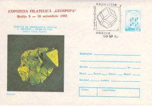 Romania PSE prepaid envelope 1983 Mining minerals dolomite overprinted GEOSPEPA