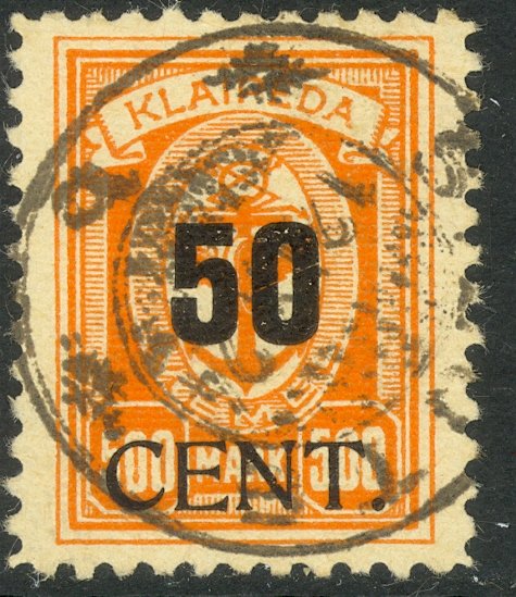 MEMEL LITHUANIA OCCUPATION 1923 50c on 500m Orange Sc N77 VFU