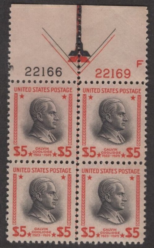 US Sc#834 M/NH/VF plate block of 4, 2 plate numbers, Cv. $325