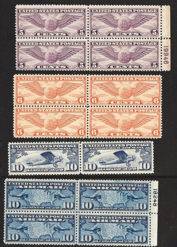 United States #C7 10 12 18 - OG - Most NH - Fresh Stamps