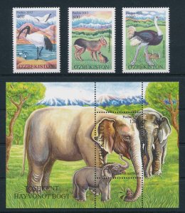 [111725] Uzbekistan 2012 Wild life elephant ostrich with Souvenir sheet MNH