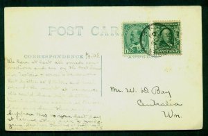 1908, 1¢ Canada & U.S. combo franking tied VANCOUVER on postcard, unusual, VF