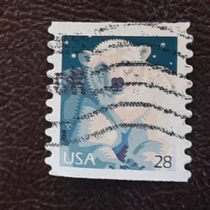 US Scott # 4389; used 28c Polar Bear from 2009; VF/XF centering; off paper