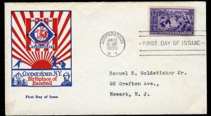 United States First Day Covers #855 (Planty 855-60a), 1939 2c Baseball Centen...